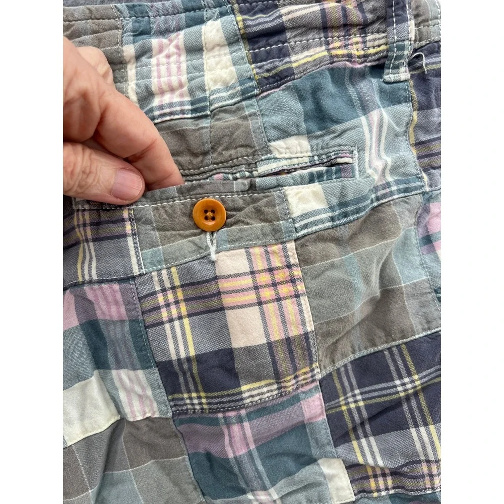 J. Crew Field Shorts Mens Sz 34 Patchwork Madras Plaid Multi Color Preppy Summer